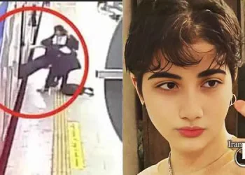 Armita Groun, after being beaten up in the Tehran metro, fainted.