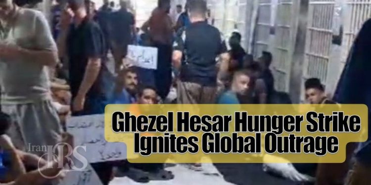 Ghezel Hesar prisoners sew lips shut in hunger strike against executions. Over 1,500 protest on day 6, demand life over death. Water cut, fainting reported.